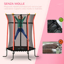 Tappeto Elastico per Bambini Ø163.5x190 cm con Ingresso a Cerniera e Pali Imbottiti Rosso   