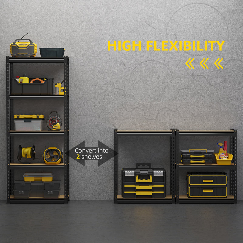 Set 2 Scaffalatura 5 Ripiani in MDF 70x30x167,5 cm Struttura in Acciaio Nero