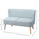 Divano 2 Posti 117x56.5x77 cm in Tessuto con Gambe in Legno Verde Chiaro 