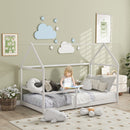 Letto per Bambini con Sponde di Protezione a Forma di Casetta 196x97,5x135 cm Bianco  