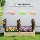 Letto per Orto  119x62,5x64 cm con 3 Tralicci e 2 Fioriere con Fondo Aperto in Legno di Abete  