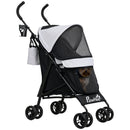 Passeggino per Cani 76x44x103 cm con 2 Finestre a Rete Nero e Grigio Chiaro   