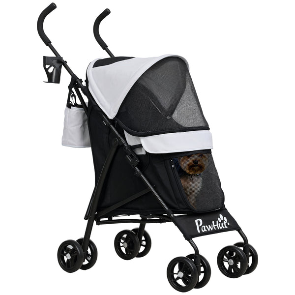 Passeggino per Cani 76x44x103 cm con 2 Finestre a Rete Nero e Grigio Chiaro prezzo