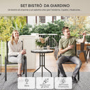 Set Salotto da Giardino 3 Pezzi con 2 Sedie e Tavolino Rotondo in Acciaio Nero  