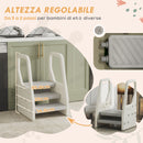 Scaletta per Bambini  3 Gradini in HDPE 43x42x65,5 cm Grigio e Bianco Crema  