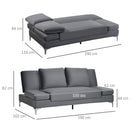 Divano Letto Matrimoniale 190x102x82 cm in Poliestere e Metallo Grigio