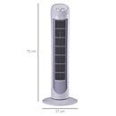 Ventilatore a Torre Oscillante da 45W a 3 Velocità 27x27x75 cm in ABS Bianco-3