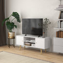 Mobile TV 55"" max con 2 Armadietti e 2 Ripiani Aperti 120x34x50 cm in Legno e Truciolato Bianco