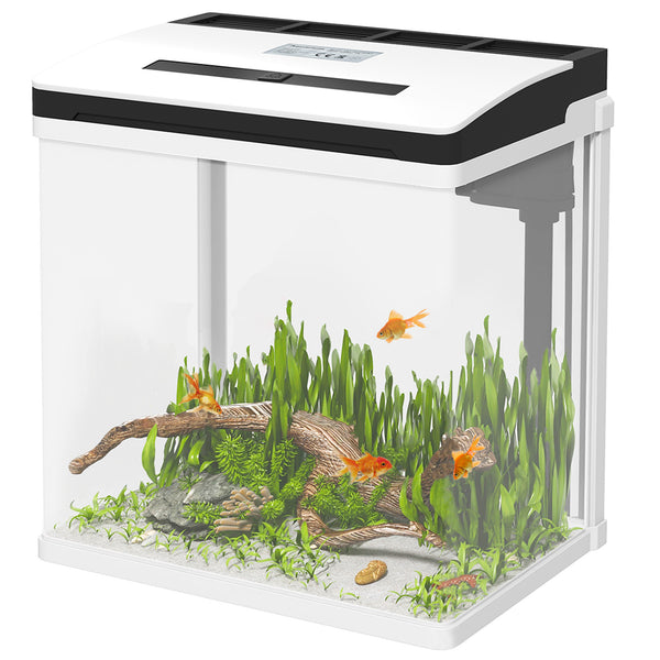 acquista Acquario con LED 13 Litri 29x20x30,5 cm con Fori di Ventilazione in Vetro HD e ABS