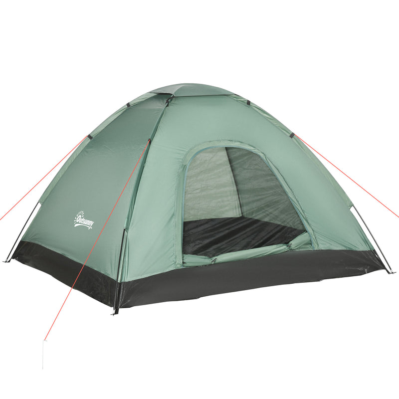 Tenda da Campeggio 2 Posti con Porta a Cerniera Zanzariera e Sacca di Trasporto 206x185x120 cm in Poliestere Verde
