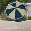 Ombrellone da Giardino Inclinabile Ø213x234 cm a 8 Stecche con Manovella Blu e Beige 