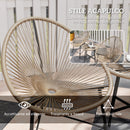 Set da Giardino 3 Pezzi con 2 Sedie con Cuscini e Tavolino da Caffè a Cilindro in Rattan PE Legno e Nero   