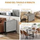 Tavolo Pieghevole Salvaspazio per 4-6 Persone con Ruote 120x80x73 cm Grigio 