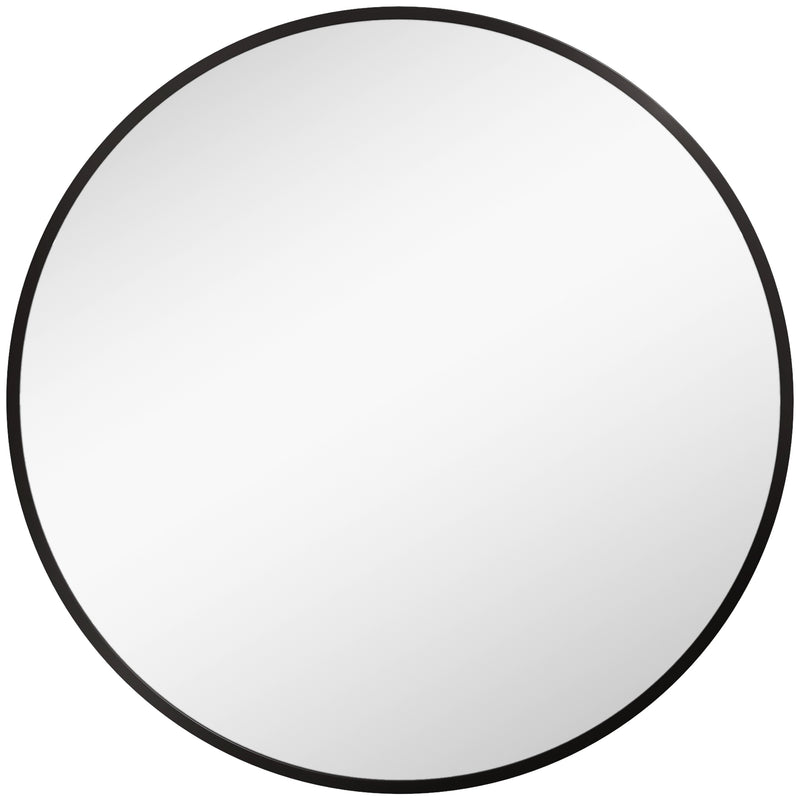 Specchio da Bagno Rotondo Moderno da Parete 70x70 cm con Cornice in Lega di Alluminio Nero