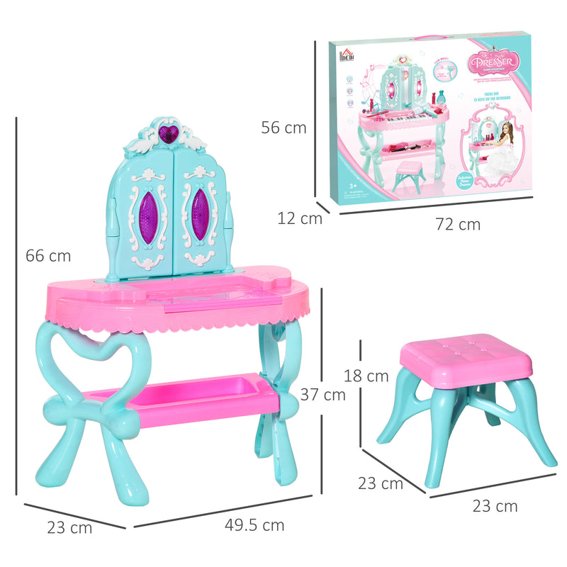 Specchiera Giocattolo per Bambini  49,5x23x66 cm Tavolo per Trucco Blu e Rosa