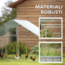 Recinto per Galline da 6 mq 300x200x195 cm per 6-8 Animali con Tetto Impermeabile Mangiatoia e Posatoio Argento  