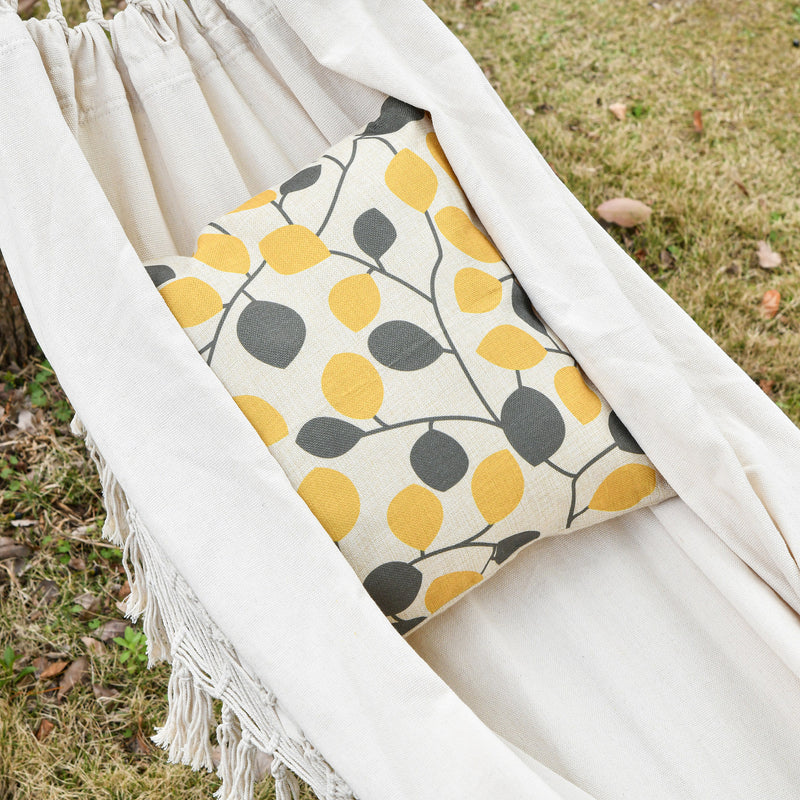 Amaca da Giardino Sospesa 288x150 cm in Tela con Frange Stile Boho Crema  