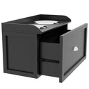 Ciotole per Cani Rialzate 60x30x36 cm in Acciaio Inox e Legno con Cassetto Nero   