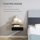 Set di 2 Comodini Sospesi Moderni con Cassetto e Mensola Superiore 35x32x22,5 cm  Rovere e Nero