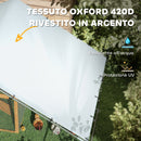 Recinto per Galline da 10 mq 300x340x190 cm per 10-15 Galline con Tetto Impermeabile in Acciaio e Tessuto Argento 