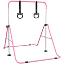 Sbarra per Ginnastica Artistica per Bambini Altezza Regolabile 88-128 cm 2 Anelli Rosa  