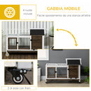 Conigliera da Esterno 108x58x73,5 cm con Tetto Apribile e Ruote in Legno Marrone  