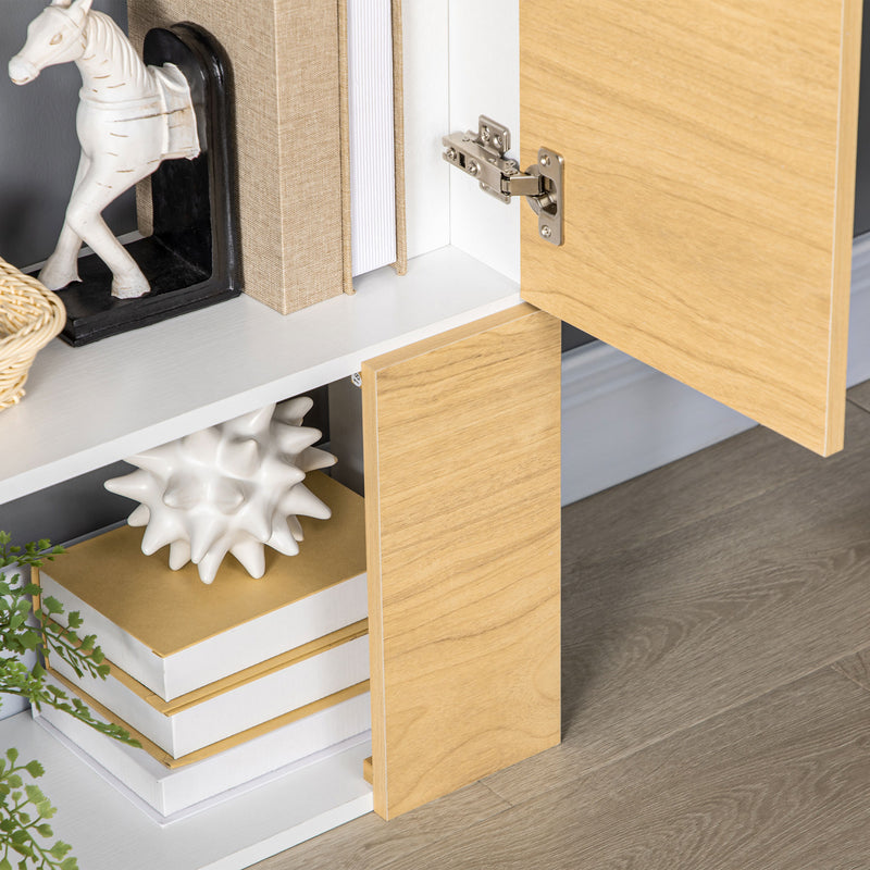 Libreria con Scaffali 5 Ripiani 63x22x166 cm in Legno e Metallo Bianco e Naturale