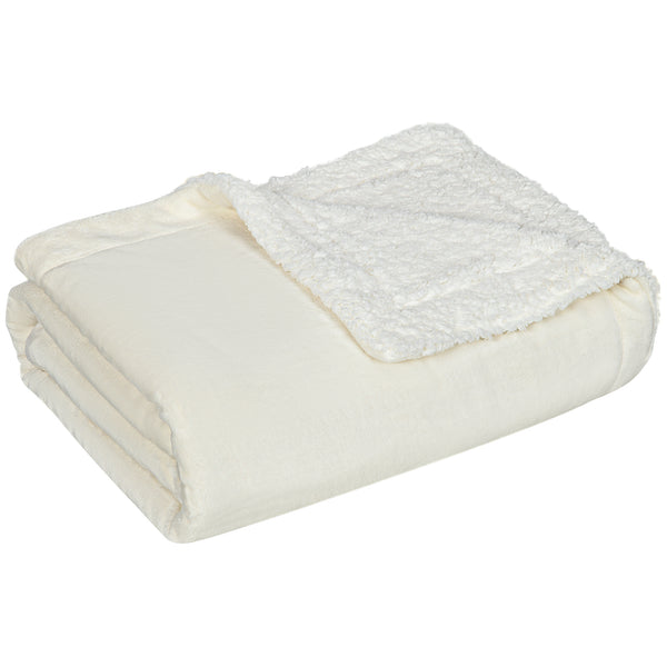 online Coperta Double Face 203x152x0,5 cm in Flanella 220 GSM e Sherpa 260 GSM Crema