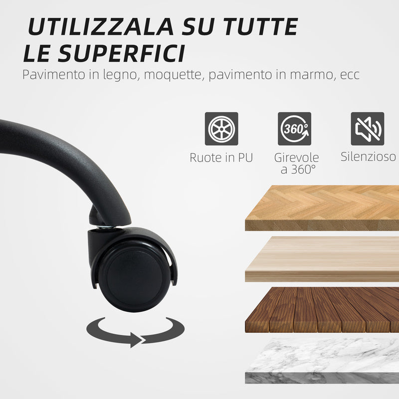 Sedia da Ufficio Presidenziale 60x68x95,5-105 cm Reclinabile ad Altezza Regolabile in Finta Pelle Nero   