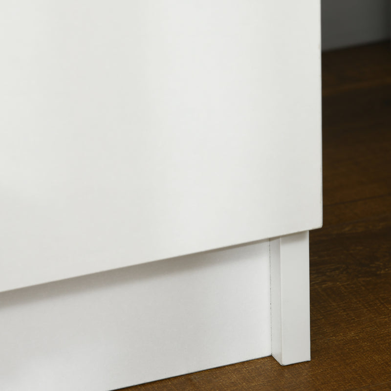 Comodino con LED RGB 45x35x52 cm 2 Cassetti in Truciolato Bianco