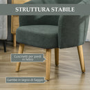 Poltrona Moderna a Botte Gambe in Legno in Tessuto Imbottito Verde Scuro   