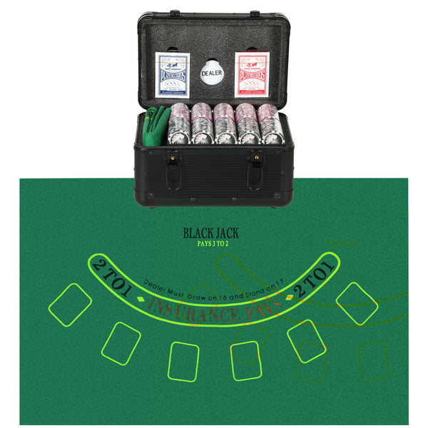 sconto Set 600 Fiches da Poker 2 Mazzi di Carte Tappetino con Valigetta Nero