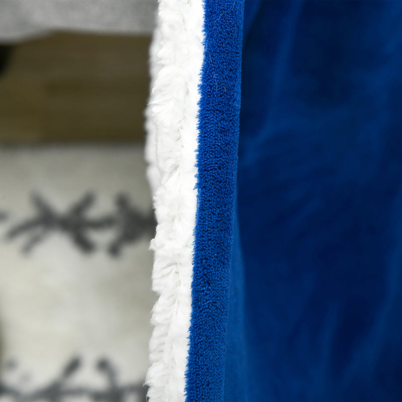 Coperta Plaid Dubleface 203x152x0,5 cm in Flanella 220 GSM e Sherpa 260 GSM Blu Scuro