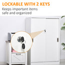 Armadietto da Ufficio 3 Ripiani con Chiavi 80x40x120 cm in Truciolato Bianco 