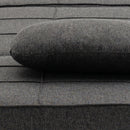 Pouf Letto Poltrona Schienale Reclinabile 95x179x78 cm in Tessuto Effetto Lino Grigio  