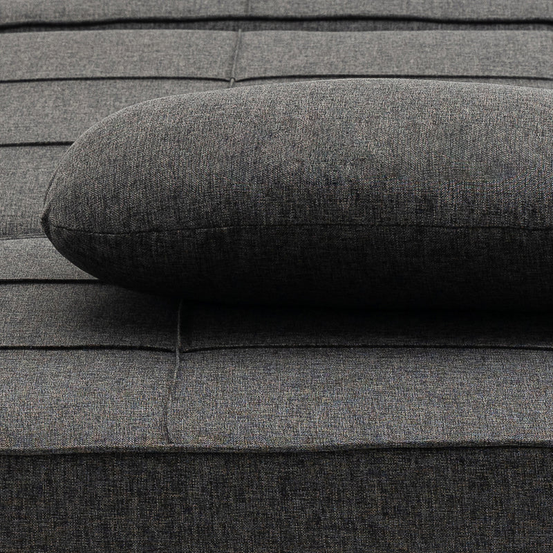 Pouf Letto Poltrona Schienale Reclinabile 95x179x78 cm in Tessuto Effetto Lino Grigio  