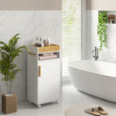 Mobiletto Bagno con Vassoio Rimovibile 40x30x88 cm in Truciolato Bianco