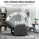 Poltrona Alzapersona con Telecomando e Poggiapiedi 84x96x100 cm Grigio Scuro  