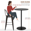 Tavolo Alto da Bar Moderno Rotondo con Base Ø70x102 cm in Acciaio e Piano in MDF Nero