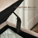 Panca Fondo Letto Imbottita da 30,5L 102x35x43 cm in Tessuto Effetto Velluto Beige  