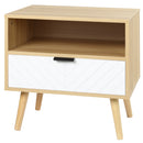 Comodino Moderno con Cassetto Estraibile e Ripiano Aperto 50x39,5x49,5 cm in Legno Bianco e color Legno