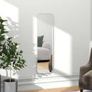 Specchio Verticale da Parete o da Terra 35x2x120 cm Cornice in MDF con Bordi Arrotondati Bianco