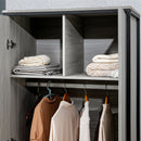 Armadio Guardaroba 2 Ante 80x50x179 cm in Legno MDF e Acciaio Grigio