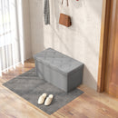 Panca Contenitore Pieghevole 84L 76x38x38 cm in Finta Pelle Grigio