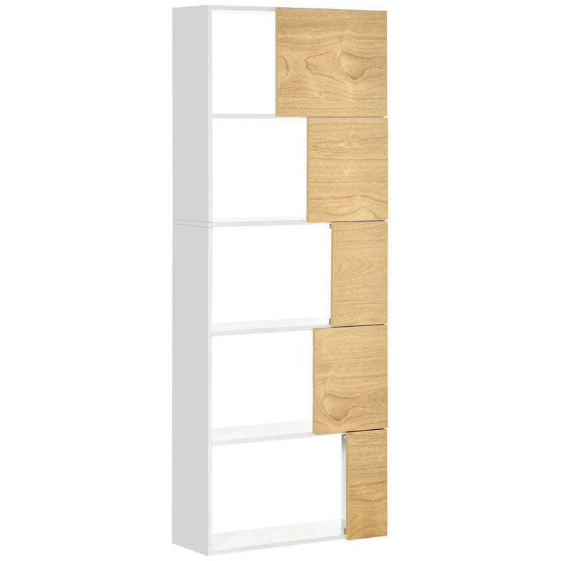 Libreria con Scaffali 5 Ripiani 63x22x166 cm in Legno e Metallo Bianco e Naturale