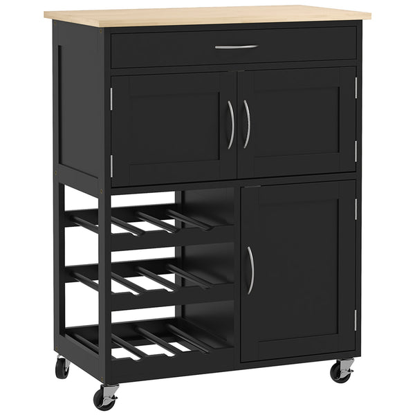 prezzo Carrello da Cucina con Portabottiglie Integrato 67x37x87 cm in Legno Nero e Rovere