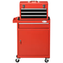 Carrello Porta Attrezzi 2 in 1 con Cassetta Rimovibile e Armadietto con Chiave  in Acciaio Rosso