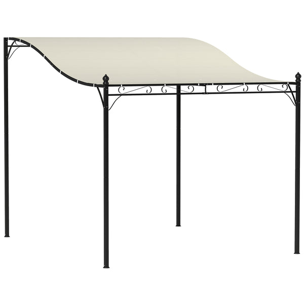 acquista Gazebo Pergola Addossata Ricurva 248x298x200-250 cm con 16 Fori di Drenaggio Bianco Crema
