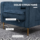 Poltrona da Salotto  con Gambe in Acciaio Dorate e Tasche Laterali 81x84x87 cm in Tessuto Blu