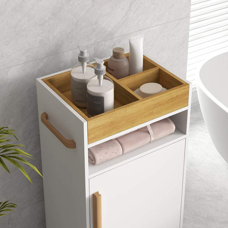Mobiletto Bagno con Vassoio Rimovibile 40x30x88 cm in Truciolato Bianco